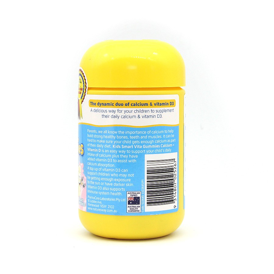 Kẹo Dẻo Vi Chất Canxi Cho Bé Nature’s Way Kids Smart Vita Gummies Calcium + Vitamin D - Hộp 60 Viên