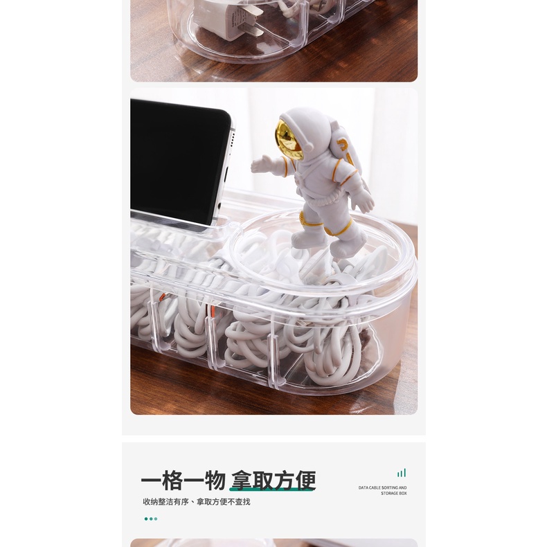 Hộp Lưu Trữ  Cáp Dữ Liệu/ Cáp Tai Nghe - Hộp Nhựa Nhiều Ngăn Đa Chức Năng Trong Suốt