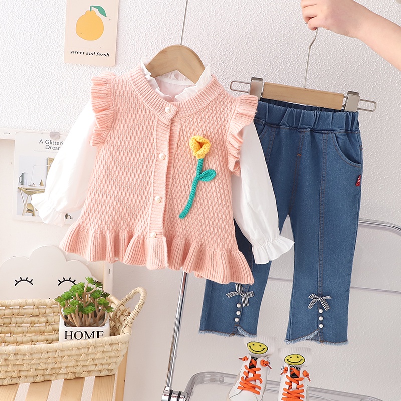 Bộ Đồ Thời Trang Xuân Thu 2023 Xinh Xắn Cho Bé Gái