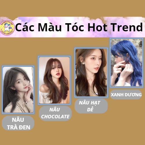 Thuốc Nhuộm Tóc Màu XANH ĐEN - NÂU ĐEN Không Tẩy Tặng Oxi Găng Tay Mũ Chùm Kenzii