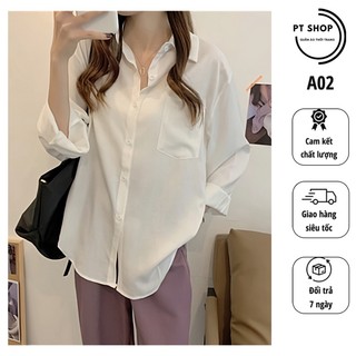 Áo sơ mi nam nữ dài tay Unisex Basic Freesize, sơ mi lụa mịn mát form rộng suông phù hợp với mọi lứa tuổi A002