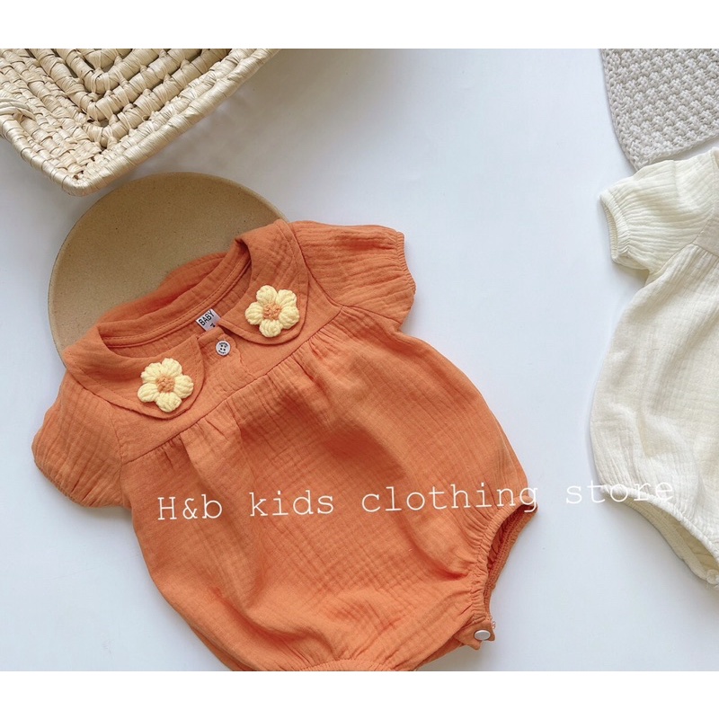 Body đính hoa xinh xắn cho bé gái chất vải xô muslin cực kỳ mềm mại thoáng mát