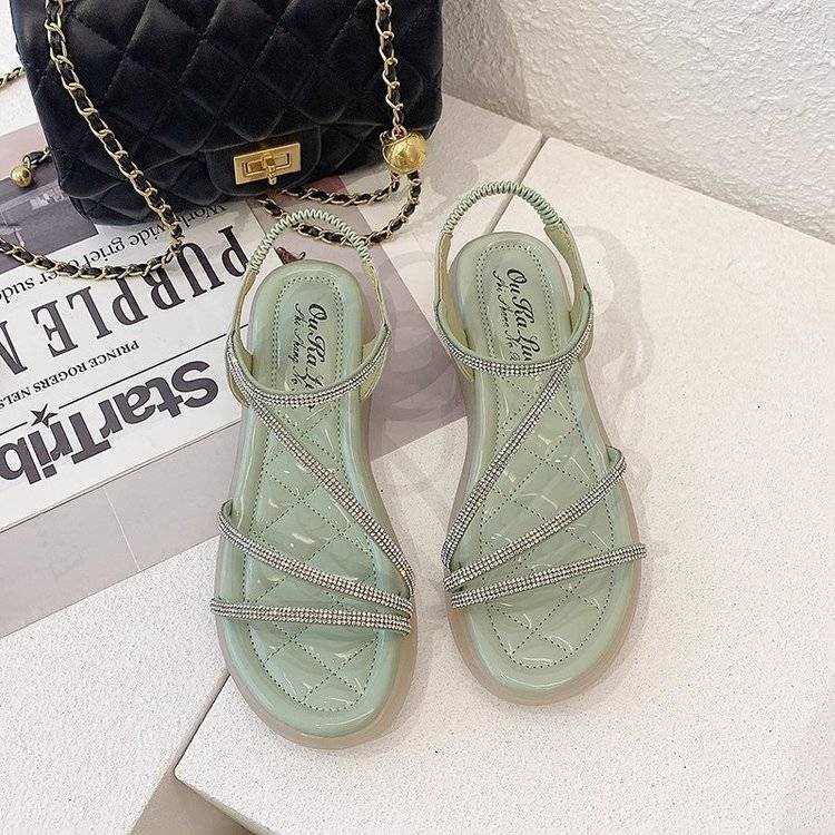 Xăng đan Co Giãn Đính Kim Cương Lấp Lánh Thời Trang Cho Nữ