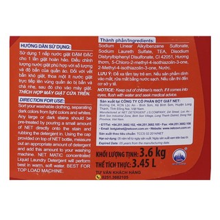 Nước giặt máy Net Matic can 3.6kg