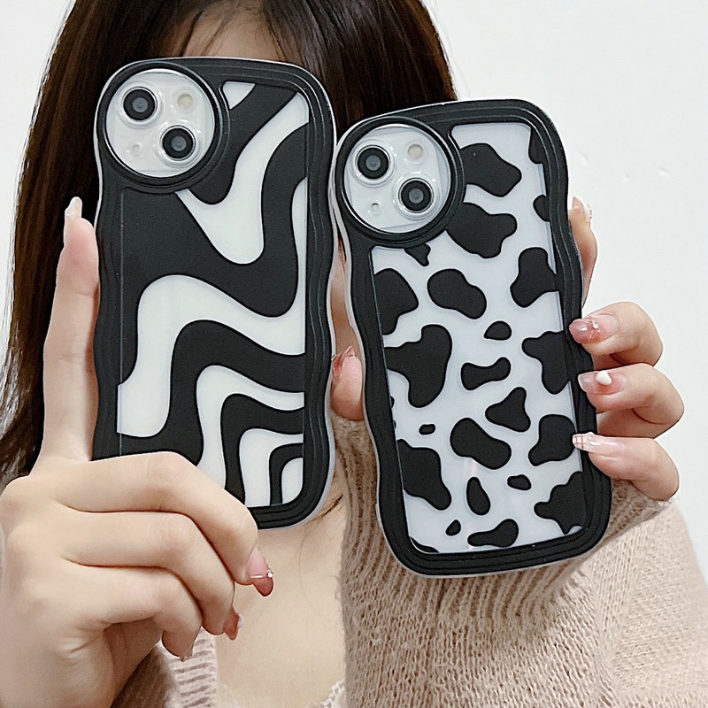 Casing Redmi Note 12 4G 5G 11S 11 10s 10 Pro 9 8 12C A1 10C 10A 9C 9S 9A 6A 5A POCO X4 X5 M3 X3 Pro NFC Cute Zebra Leopard Print Milk Stripe Wavy Edge Fine Hole Round Lens Clear Airbag Protection Soft Phone Case Cover STB 21