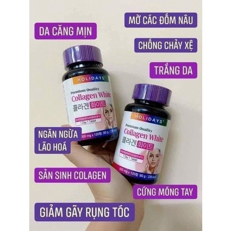 Viên uống trắng da Collagen Holidays White Premium 120 viên