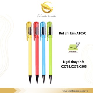 Bút Chì Kim Pentel A105C Có Nắp| Kích Cỡ Ngòi 0.5mm (4 Màu Sắc) | Kèm Tẩy Ở Bút | Màu Sắc Bắt Mắt