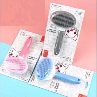 Lược chải lông cho chó mèo, lược chải lông cho thú cưng có nút bấm, lược chải ve rận bọ chét lông cho chó, mèo, thỏ