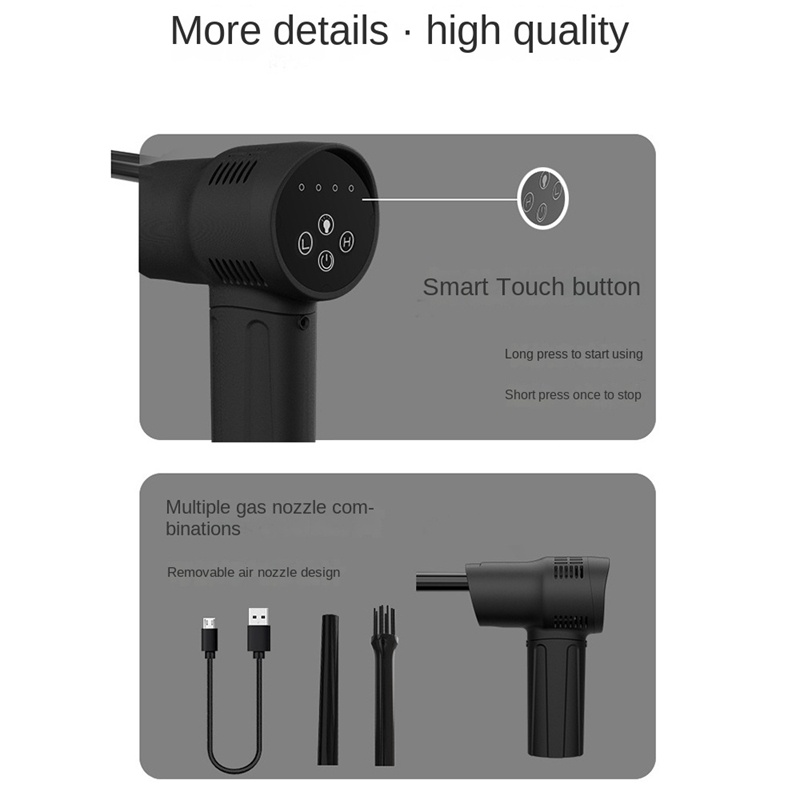 60000RPM Wireless Air Duster Adjustable Cordless Air Blower Compressed Dust Blowing Handheld Keyboard PC Camera Cleaner