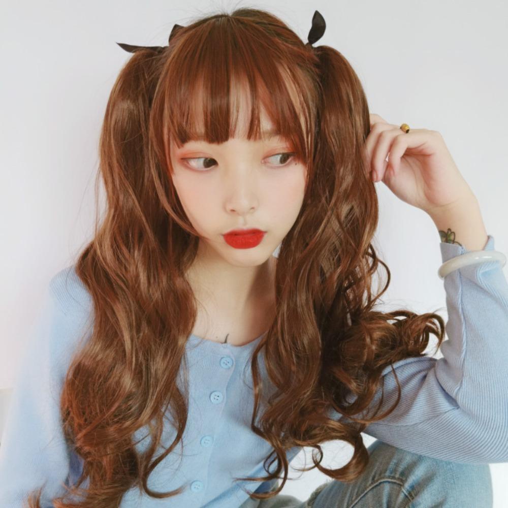 ANEMONE Tóc Giả Dài Xoăn Màu Nâu Tự Nhiên Cách Nhiệt Hóa Trang Cho Nữ