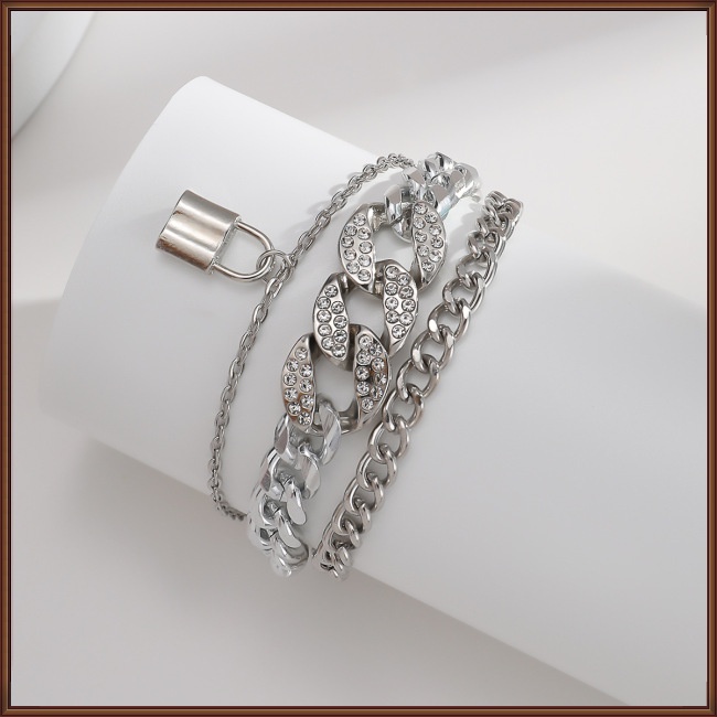 Vòng Tay / Dây Chuyền Mặt Ổ Khóa Hình Học Bằng Hợp Kim Phong Cách Cổ Điển Cho Nữ