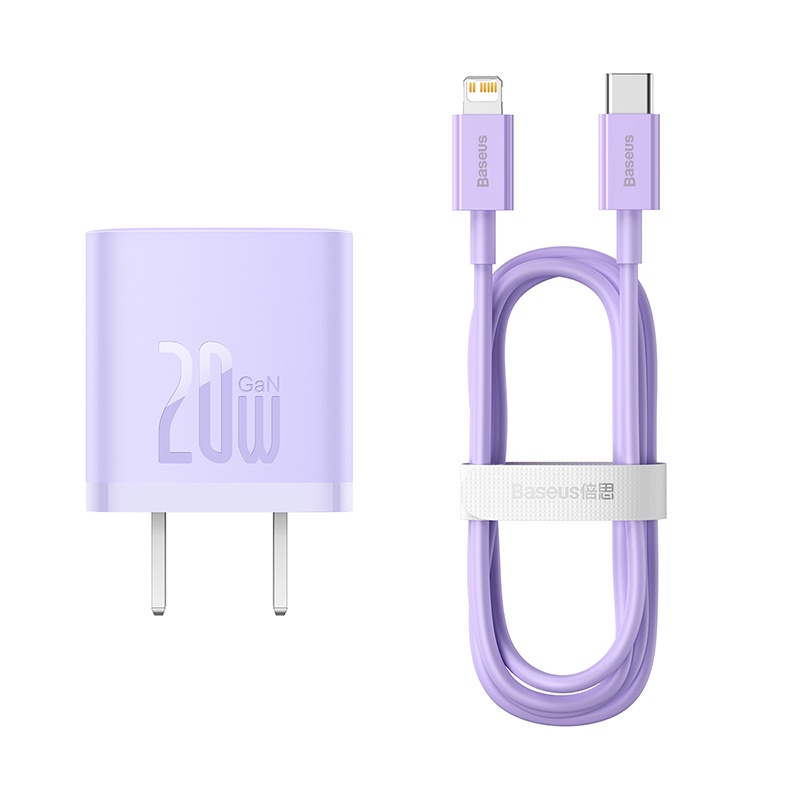 Combo Củ Sạc Nhanh Baseus PD 20w GaN5 1C Cho i14 i13 12 Pro Max