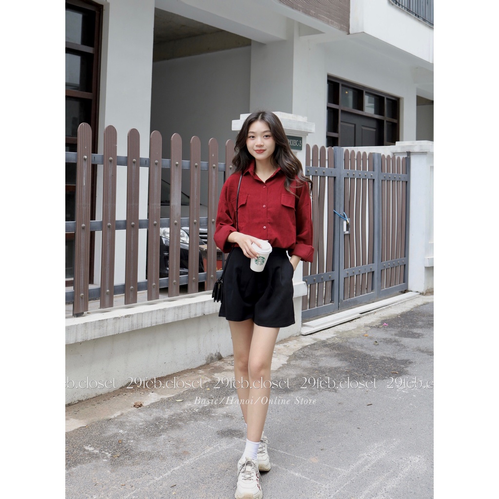 Sơ mi nhung chéo 2 túi nắp - 29feb.closet - A183