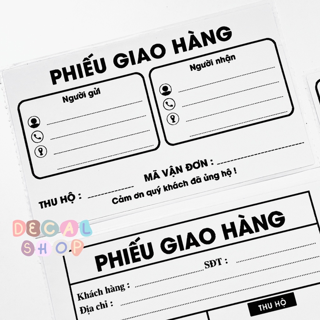 Giấy Giao Hàng, Phiếu Ship Hàng, Phiếu Giao Hàng, Giấy Ghi Mã Vận Đơn - Kích Thước 7,6x13cm - Có Keo Mặt Sau