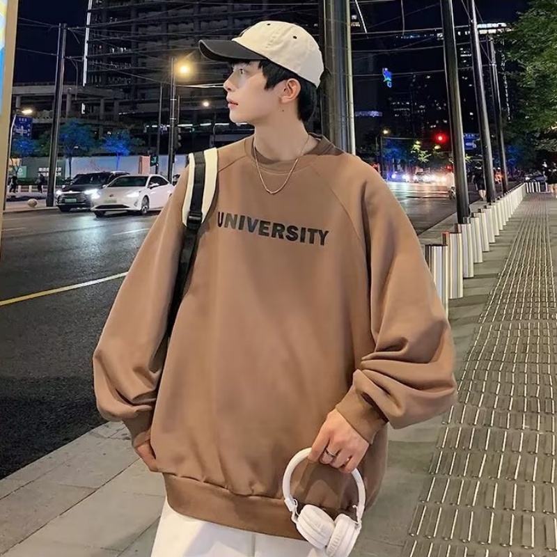 Áo sweater Tay Dài Cổ Tròn In Chữ Cỡ Lớn Phong Cách hip hop Hàn Quốc Cho Nam [M-5XL]