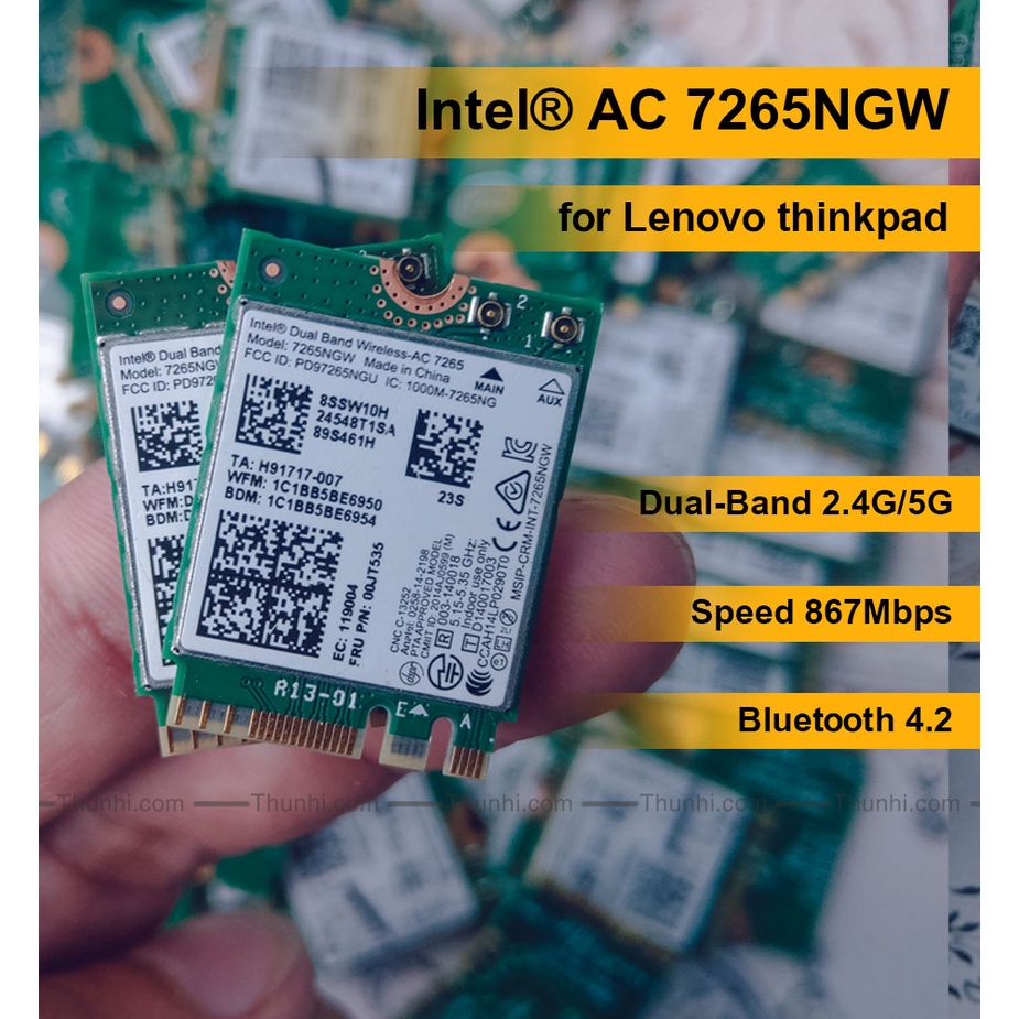 Card WiFi AC Intel 7265NGW  card wifi cho Lenovo N42-20 N22-20 N23 Yoga 11