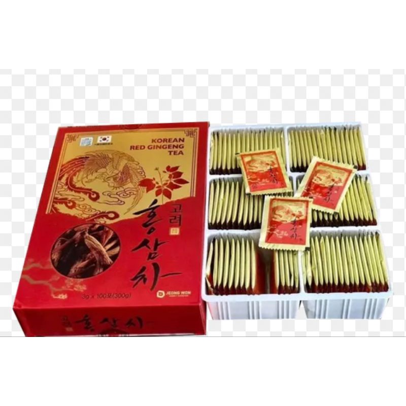 Trà hồng sâm và trà linh chi Hàn Quốc hộp 100 gói