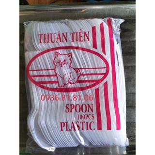 Bịch 100 muỗng nhựa trong cao cấp - Muỗng thuận tiến
