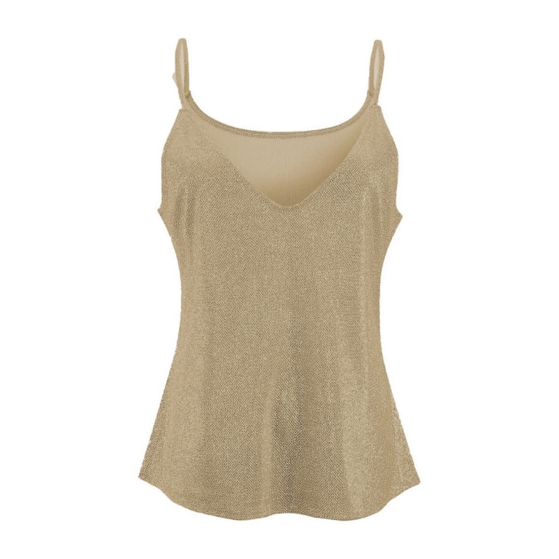 Áo Tank Top Hai Dây Đính Kim Sa Lấp Lánh Thời Trang Dự Tiệc