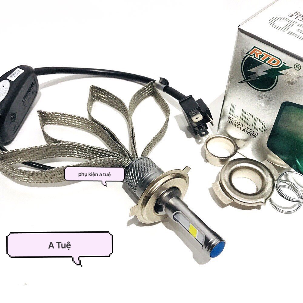 Đèn Pha Led 2 Tim H4 RTD Gắn Xe Máy 12V Ánh Sáng Trắng [ 1 Chiếc ]