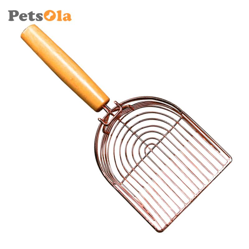 Xẻng xúc đất PETSOLA bằng kim loại tay cầm gỗ cho mèo