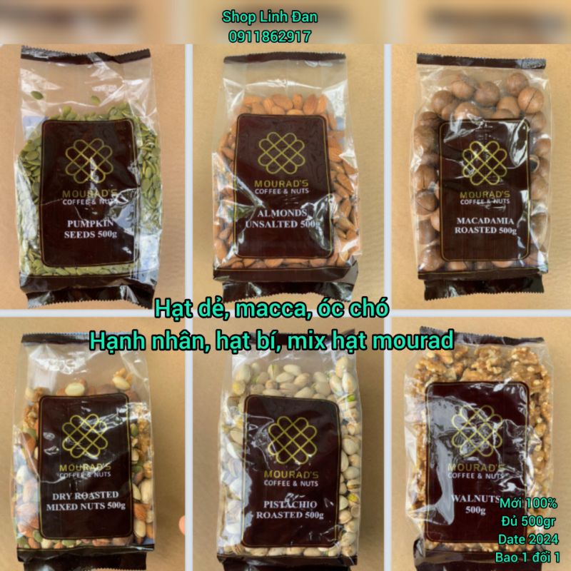 🌿(2025) Hạt Macca, Óc chó, Hạnh nhân, Hạt dẻ cười, Hạt Bí, mix hạt Mourad Úc 500gr (mới, giòn ngon)