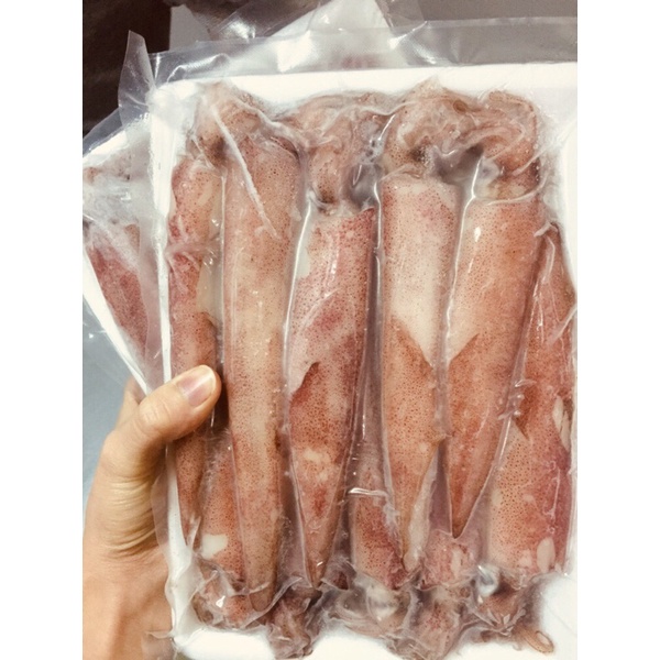Mực Ghim sạch tươi 1kg 2 khay chuẩn không mạ đá
