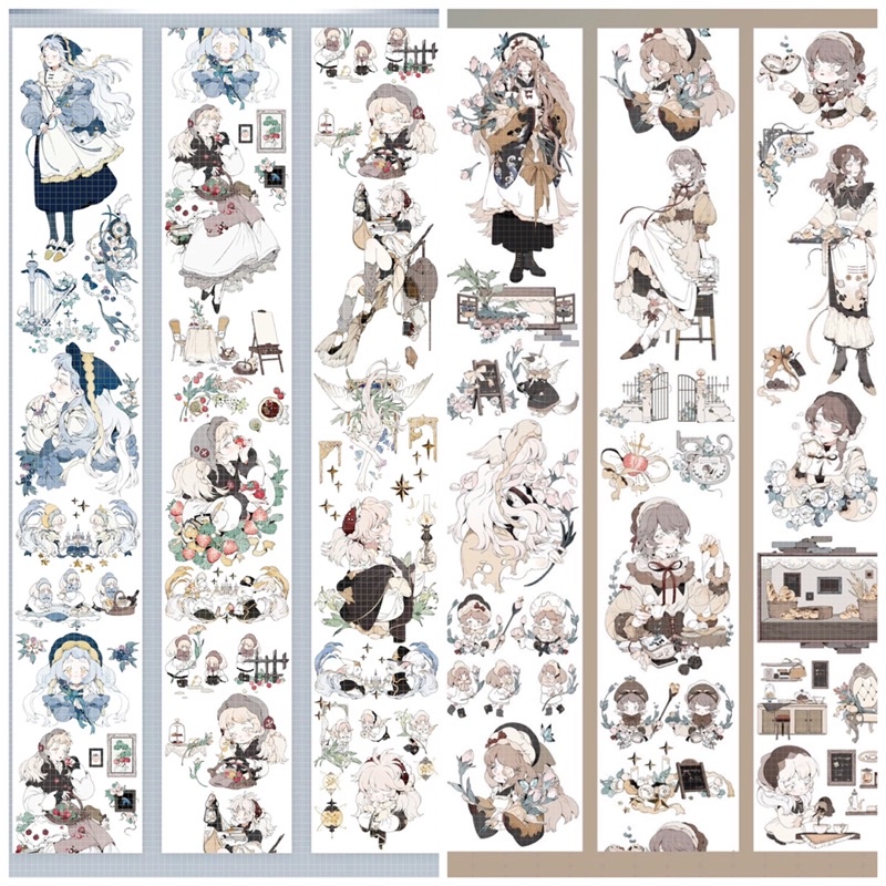 2 mẫu băng dính washi tape PET tape hoạ tiết nhân vật nhà TIANXIAOBAO’S