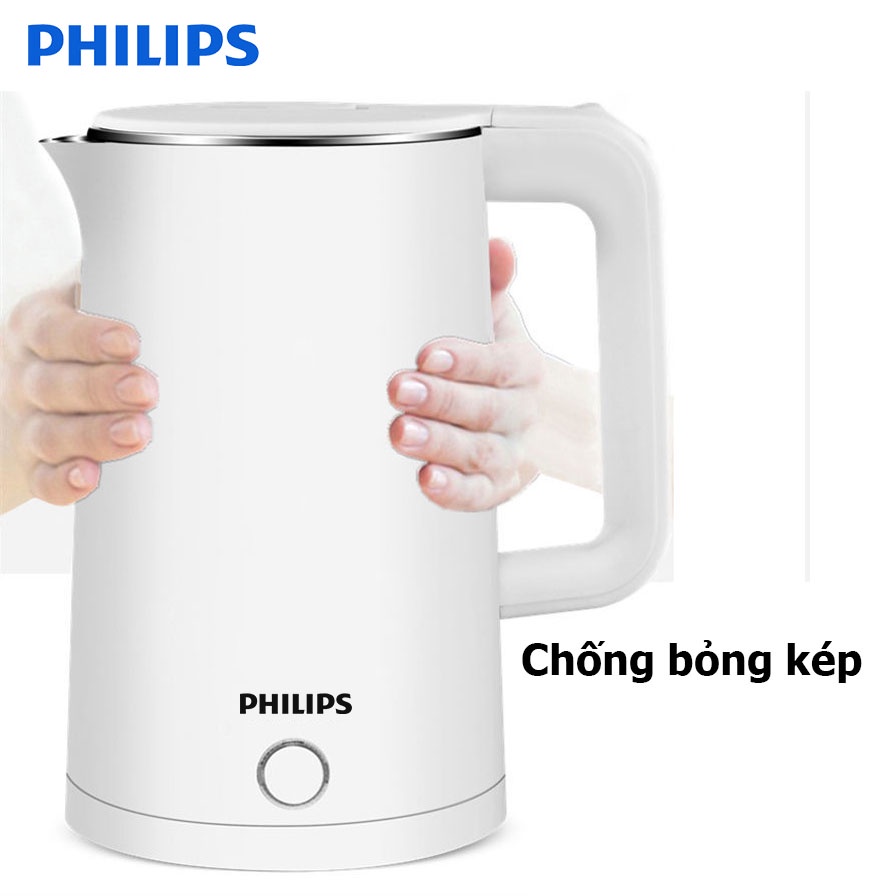 Ấm đun nước điện Philips Tự động ngắt điện 2 lít Ấm siêu tốc 1500W E Life, chất liệu inox tốt, ấm siêu tốc