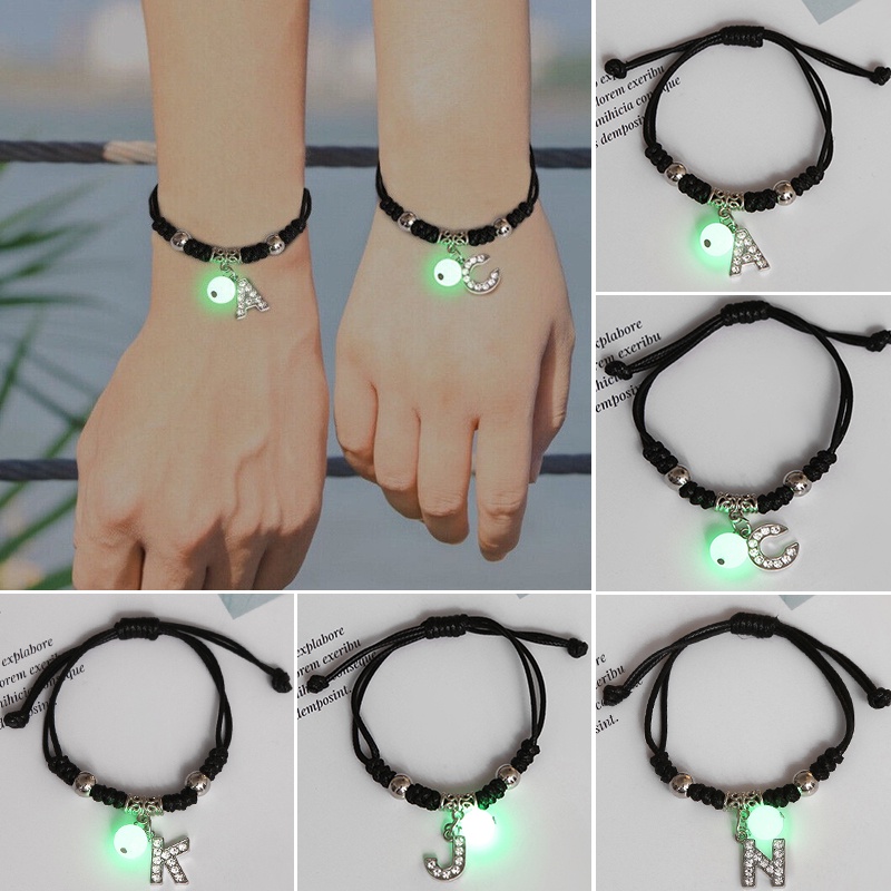 【Y&X】Vòng Tay Mặt 26 Chữ Cái Từ A-Z Phát Sáng Thời Trang Cho Cặp Đôi