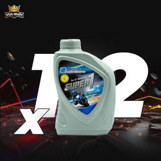[Bán Sỉ] Thùng 12 Chai Dầu Nhớt Xe Máy Xe Số BCP Super 1 Thái Lan SAE 15W40-API SL-JASO MA2 - 800mL