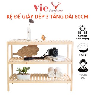 Kệ Để Giày 💗FREESHIP💗 Tủ Đầu Giường Gỗ Thông Tự Nhiên - Giá Để Đồ 3 Tầng Dài 80cm