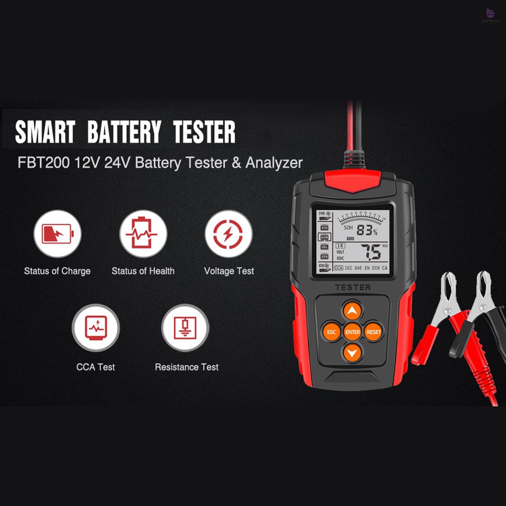 Máy Phân Tích Bình Ắc Quy Kỹ Thuật Số LCD 12V / 24V Cho Xe Hơi Xe Tải Xe Máy