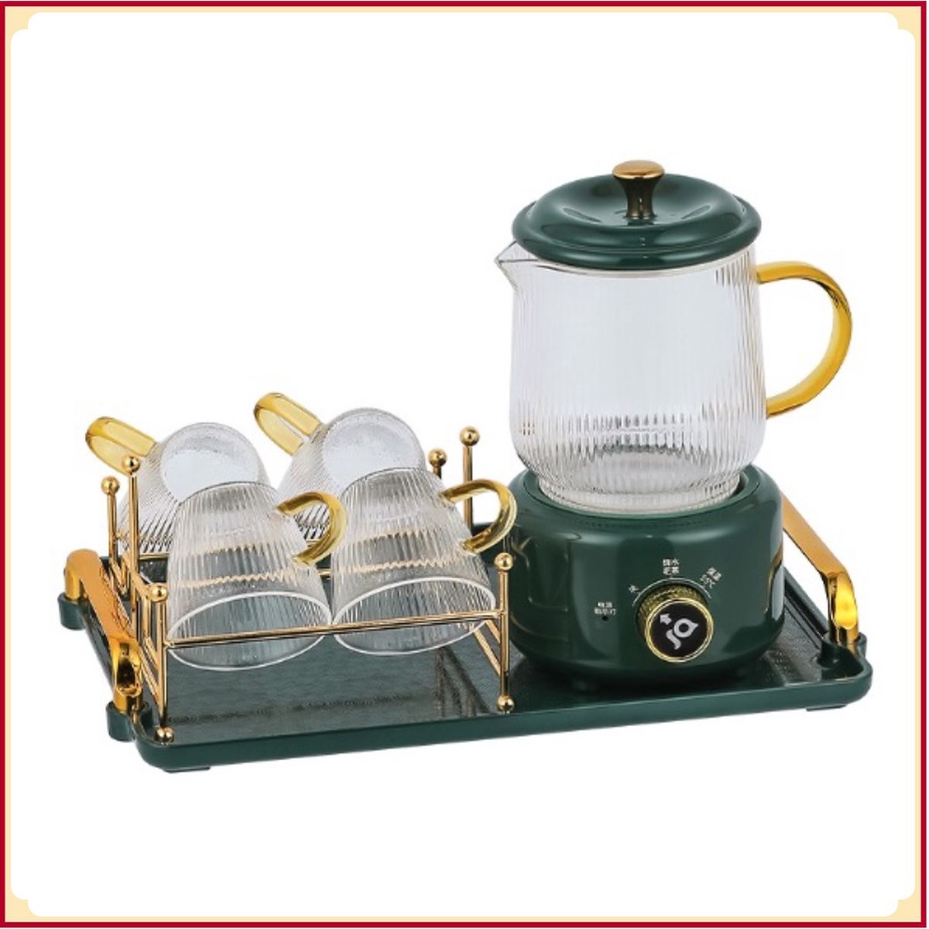 Bộ Thưởng Trà Sinh Health Electric Teapot đa năng (Full bộ 4 tách, Khay đựng, Giá đỡ ly) 🫖🫖