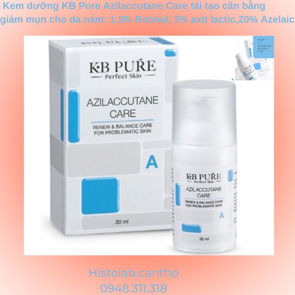 Kem tái tạo và cân bang giảm mụn, nám và lão hoá KB PURE AZILACCUTANE CARE 30ml