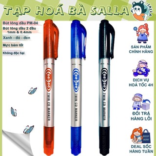 Bút lông dầu pm04 - bút lông 2 đầu mực xanh, đỏ, đen