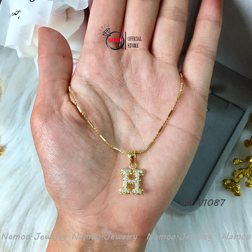 Dây Chuyền V1087 Mang Phong Cách Thời Trang Trẻ Trung Cá Tính , Mặt Đính Đá Tinh Xảo Namoo Jewelry