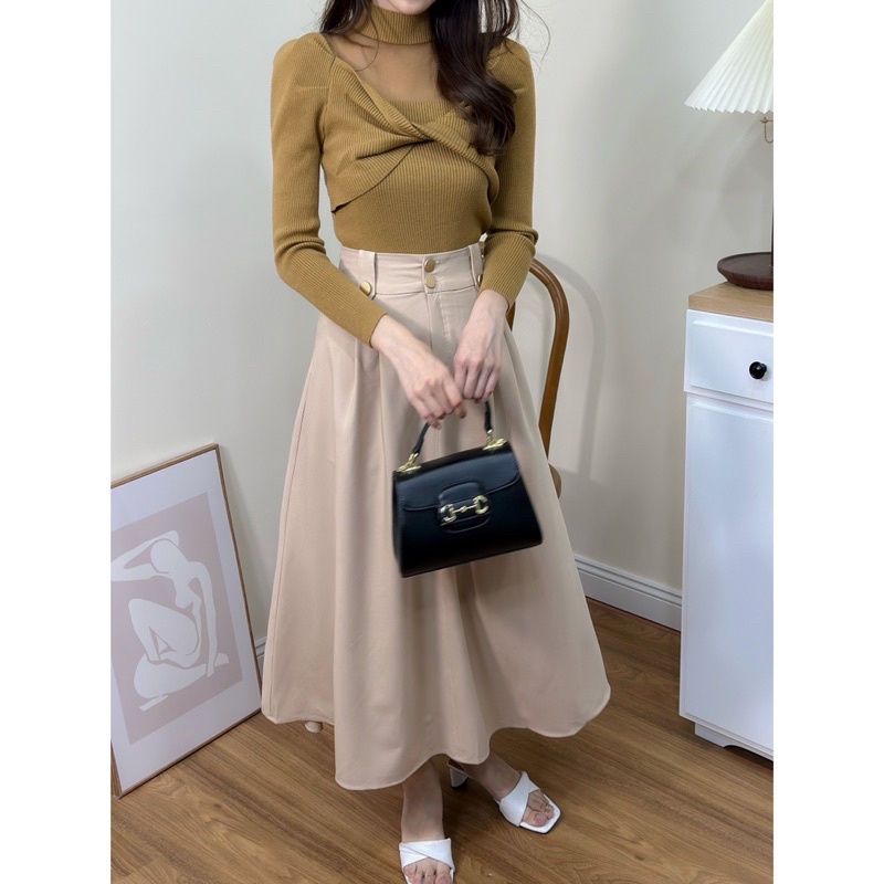 Áo Len - C33 - Cổ Cao - Xoắn Ngực - Tay Dài