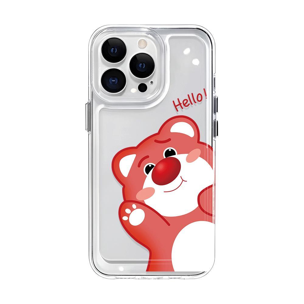 Ốp Điện Thoại Trong Suốt In Hình Gấu Strawberry Cho iphone 14promax 13 12 11 7Plus 7 8 X XR XSMax