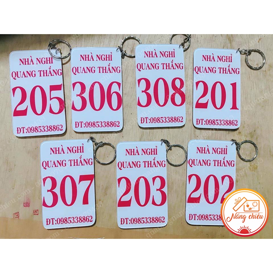 Móc khóa nhà nghỉ , khách sạn , in logo thương hiệu , doanh nghiệp , sự kiện, in và thiết kế theo yêu cầu