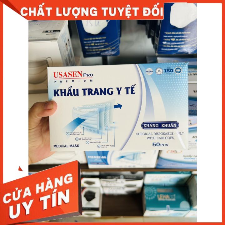 KHẨU TRANG 4 LỚP Y TẾ KHÁNG KHUẨN USASEN VN- KHÔNG XÙ LÔNG- HÀNG CAM KẾT CHẤT LƯỢNG