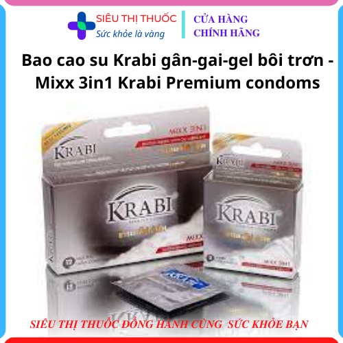 Bao cao su KRABI gân-gai-gel bôi trơn – Mixx 3in1 Krabi Premium Condoms