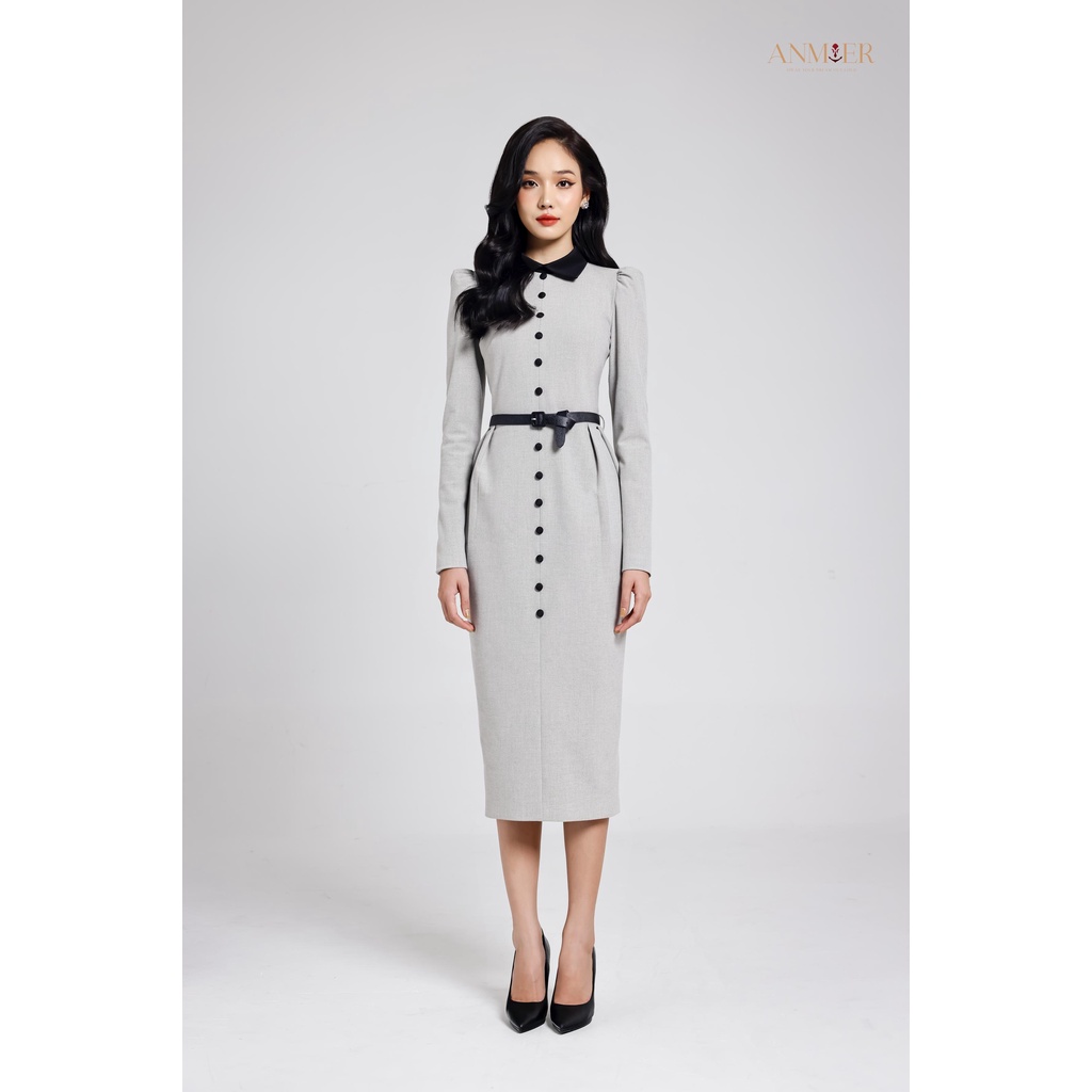 Đầm công sở tay dài, kiểu cổ vest, dáng váy bút chì Tryphena Dress Anmier