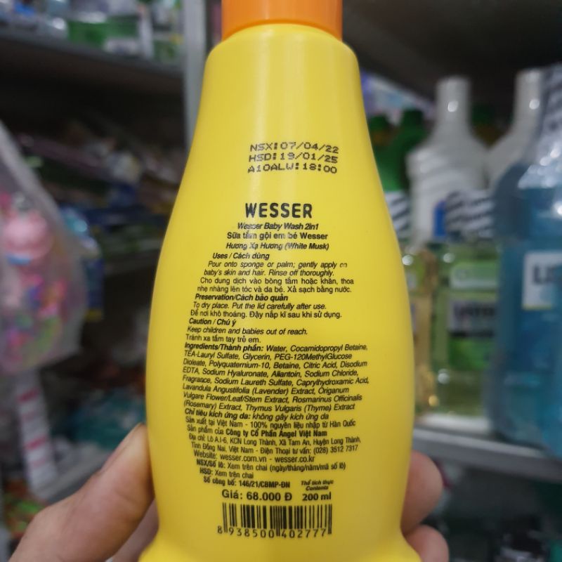 Sữa tắm gội Wesser 2 in 1 (xanh lá) Hương Cỏ Xạ hương