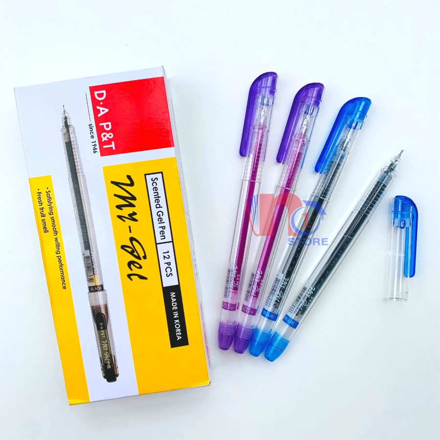 Hộp 12 Cây Viết My Gel 0.5mm D.A P&T Hàn Quốc Mực Xanh, Tím