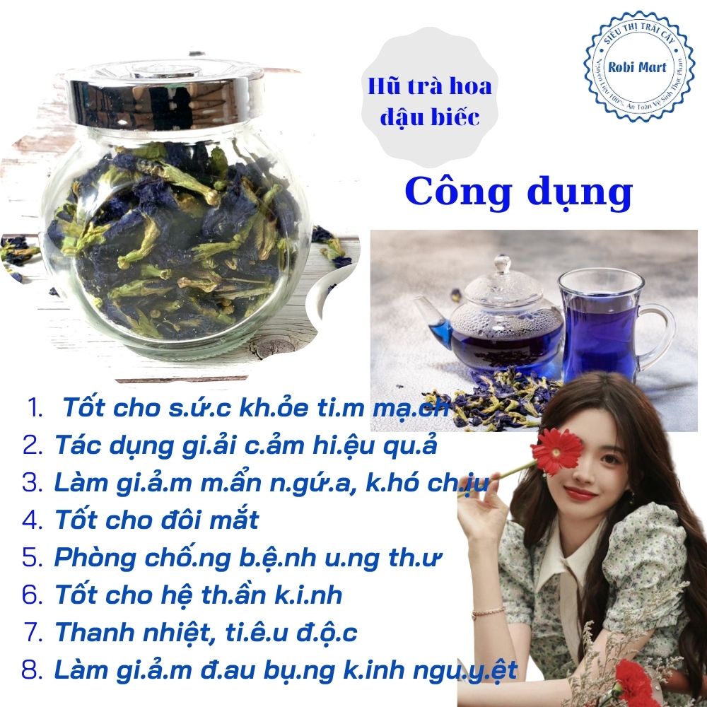 1 hũ trà hoa sấy khô tự chọn (hoa đậu biếc, nụ hoa cúc, hoa lavandule, cánh hoa hồng, hoa atiso đỏ) - Hình thật