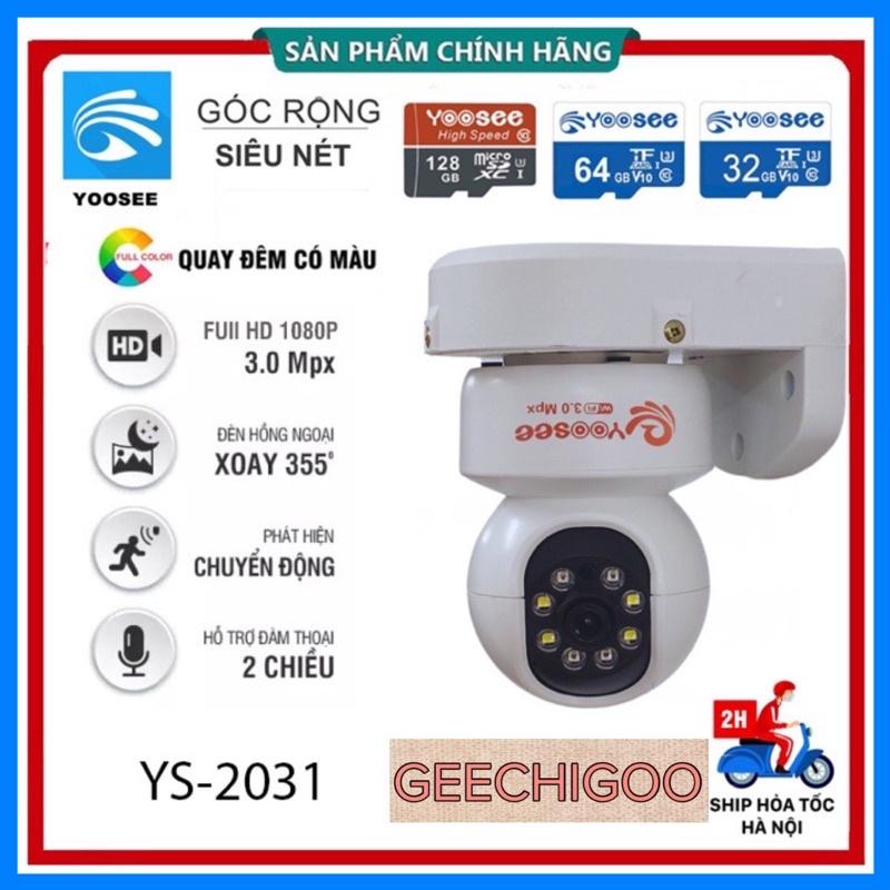 Camera ip Yoosee YS2031 3.0MP - FHD 1080P Cao cấp, Quay đêm có màu | Carecam 2.0MPX