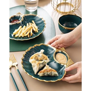 đĩa sứ viền vàng