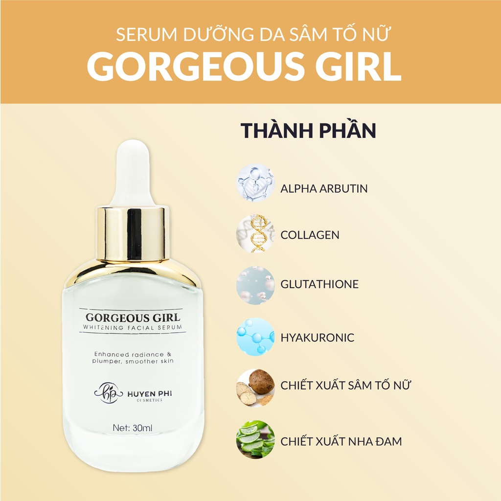 Serum sâm tố nữ Huyền Phi, tái tạo da, bổ sung collagen, cấp ẩm da,  tăng độ đàn hồi, dưỡng da trắng căng mịn màng