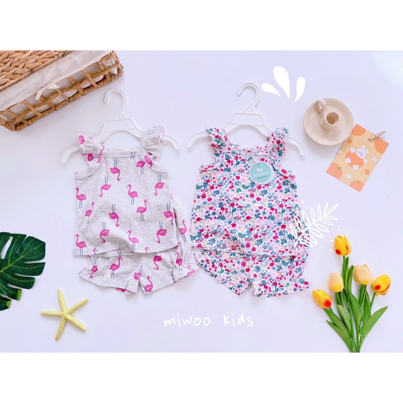 Bộ hai dây cánh tiên vải cotton bozip miwoo kids bảng màu 2 cho bé gái